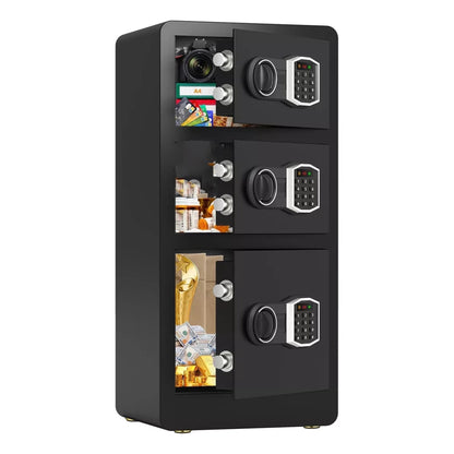 RXDSAFE 5.3 Cube Double Layers Large Safe Box, Home Safe Security Box With Fireproof Document Bag, LCD Screen, Sensor Light Black