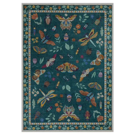 Lahome Machine Washable Animal Life Insects Area Rug - Nature-Inspired Carpet for Living Room, Bedroom, or Entryway