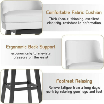 HomeZeer 26" Counter Height Bar Stools Set of 4, Low Back Modern Square Bar Stool, Upholstered Barstools Chairs for Kitchen Island, White