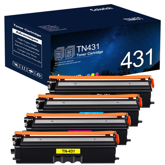 TN431 Colorich High Yied Toner Cartridge for Brother TN431 TN433 TN436 HL-L8360CDW MFC-L8900CDW HL-L8260CDW L8360CDWT MFC-L8610CDW Printer Ink (KCMY, 4-Pack)