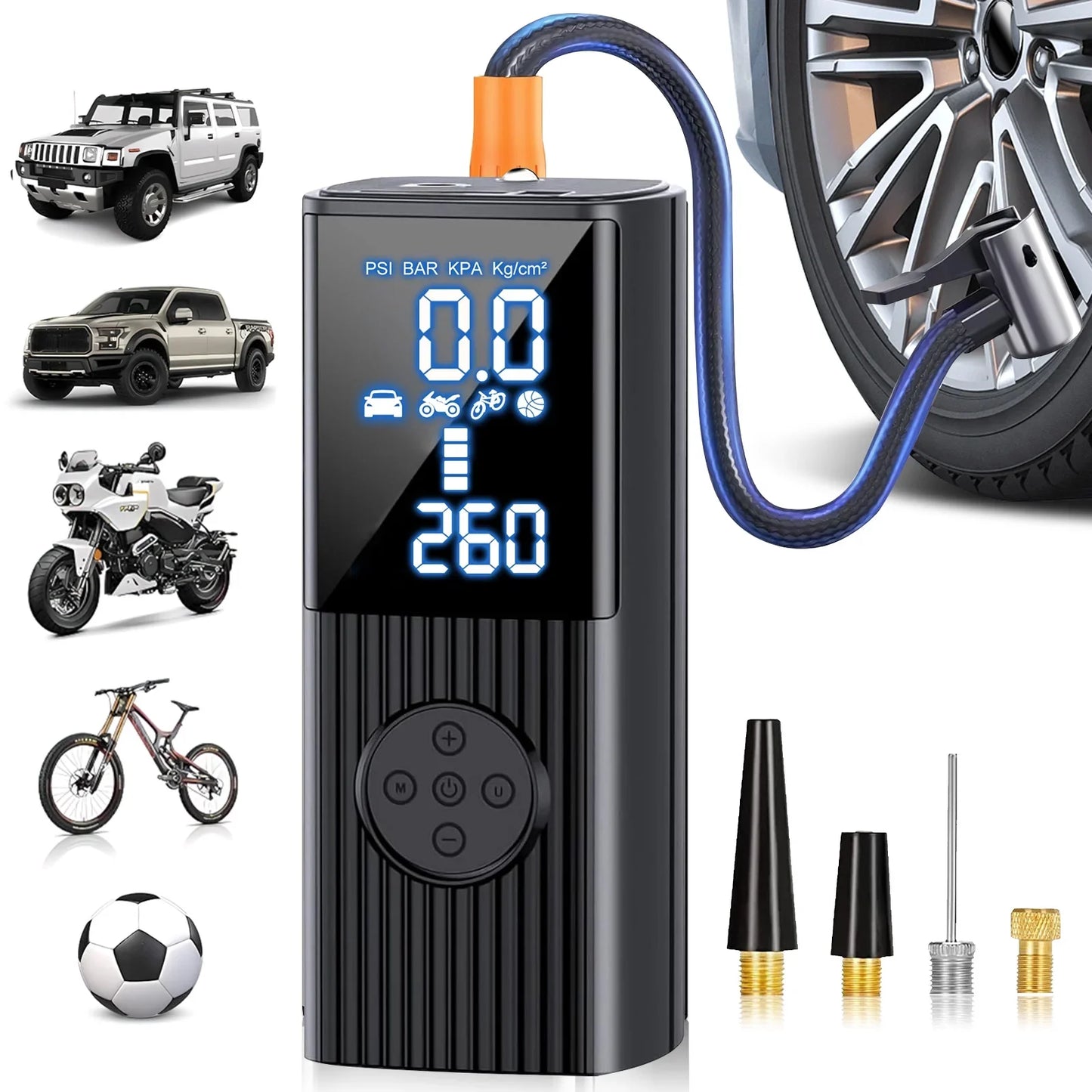 CATGOOD 180PSI Cordless Air Compressor Tire Inflator, 22-Cylinder Air Pump with LED Digital Pressure, 8500MAH Rechargeable Tire Pump for Car Tires,Bikes,Balls,Motorcycles