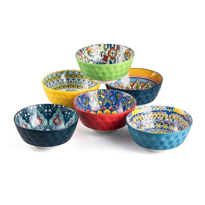 UNICASA Cereal Bowls 25 oz Colorful 7 In Ceramic Soup Bowls Set of 4 for Kitchen,Dishwasher & Microwave Safe- for Cereal,Soup,Oatmeal,Salad, Pasta