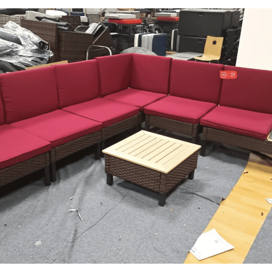 Poteban Aluminum Patio Furniture Set, Modern Metal Outdoor Patio Furniture, 8 Pieces Patio Conversation Sets with Side Table for Poolside, Deck, Gray