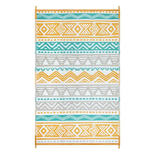 Lahome Waterproof Outdoor Reversible Boho Plastic Straw Mat for Patio,Balcony,Deck