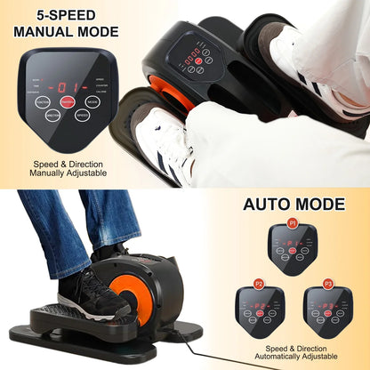 ALSO GO Under Desk Elliptical, Electric Ellipse Leg Exerciser While Sitting for Seniors Adults, Auto/Manual Dual Mode Motorized Foot Pedal Exerciser with Remote Control for Home Office Use