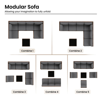 ECOPATIO 7 Pieces Patio Furniture Set, Outdoor Furniture Sectional Rattan Sofa with Slanted Back, Patio Couch with Glass Coffee Table for Backyard Garden Dark Grey (1 Waterproof Cover)