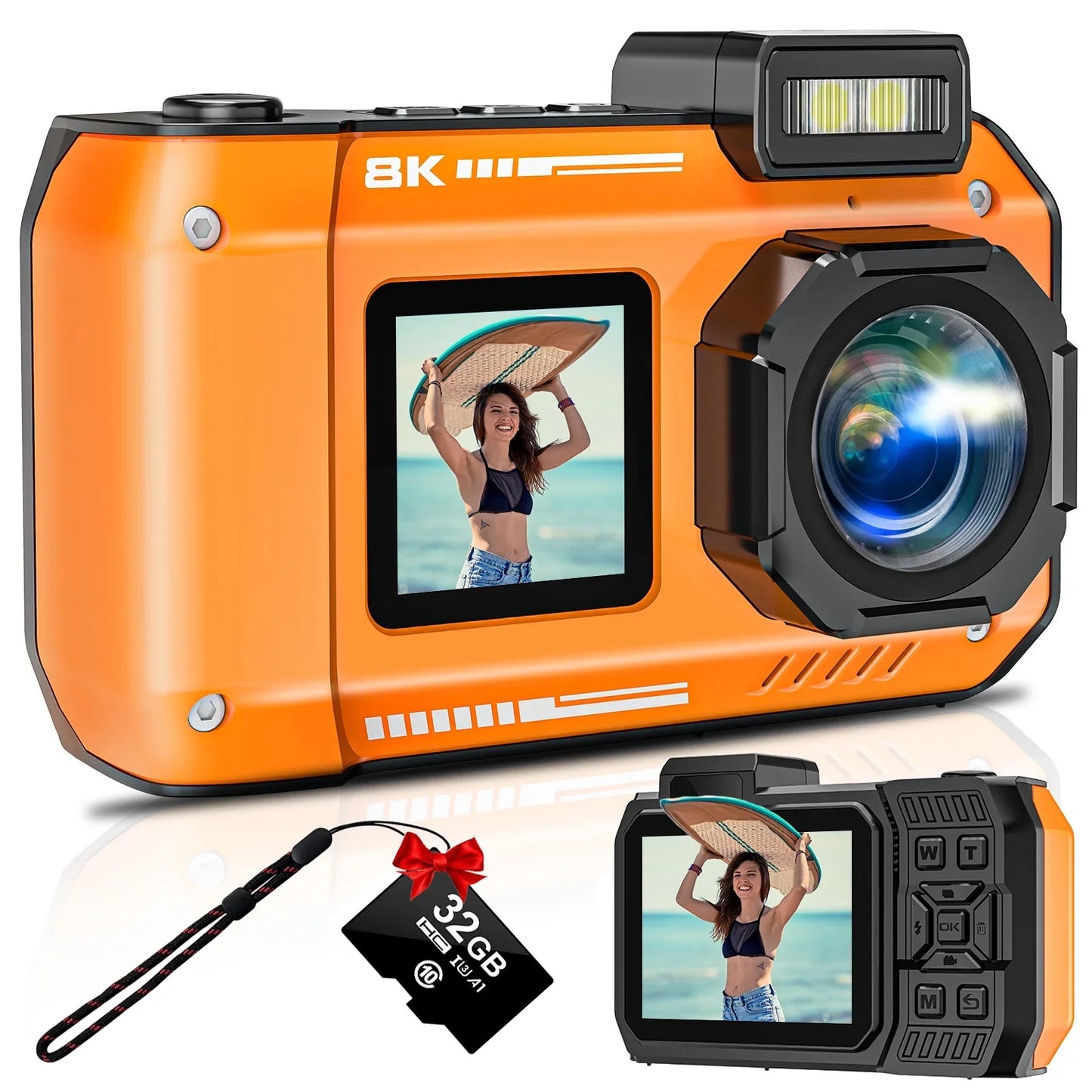 MARVUE Digital Camera 8K 70MP Autofocus Rugged Dustproof Shockproof Waterproof Camera with 32GB Card