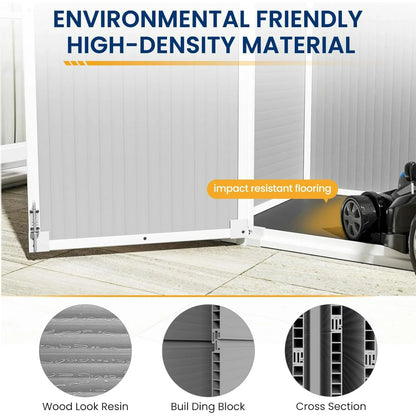 ECOPATIO Outdoor Storage Shed 41 Cu Ft Weather Resistant Resin with Floor Gray