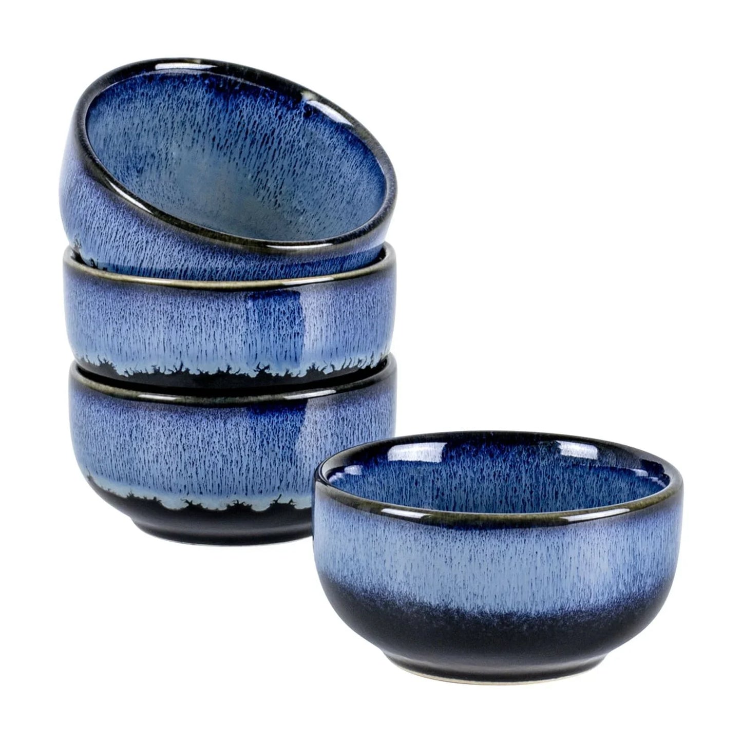 UNICASA Ceramic Small Bowls Dessert bowl - Porcelain 8 oz Bowl Set for Rice Soup Snack Ice Cream Side Dishes - Kitchen Serving Bowls Sets - Microwave and Oven Dishwasher Safe£¨Blue£©