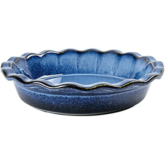 UNICASA Ceramic Pie Dish,10.75 Inch Stoneware Pie Pan,Baking Dish for Making Sweet and Savory Dishs(Blue)