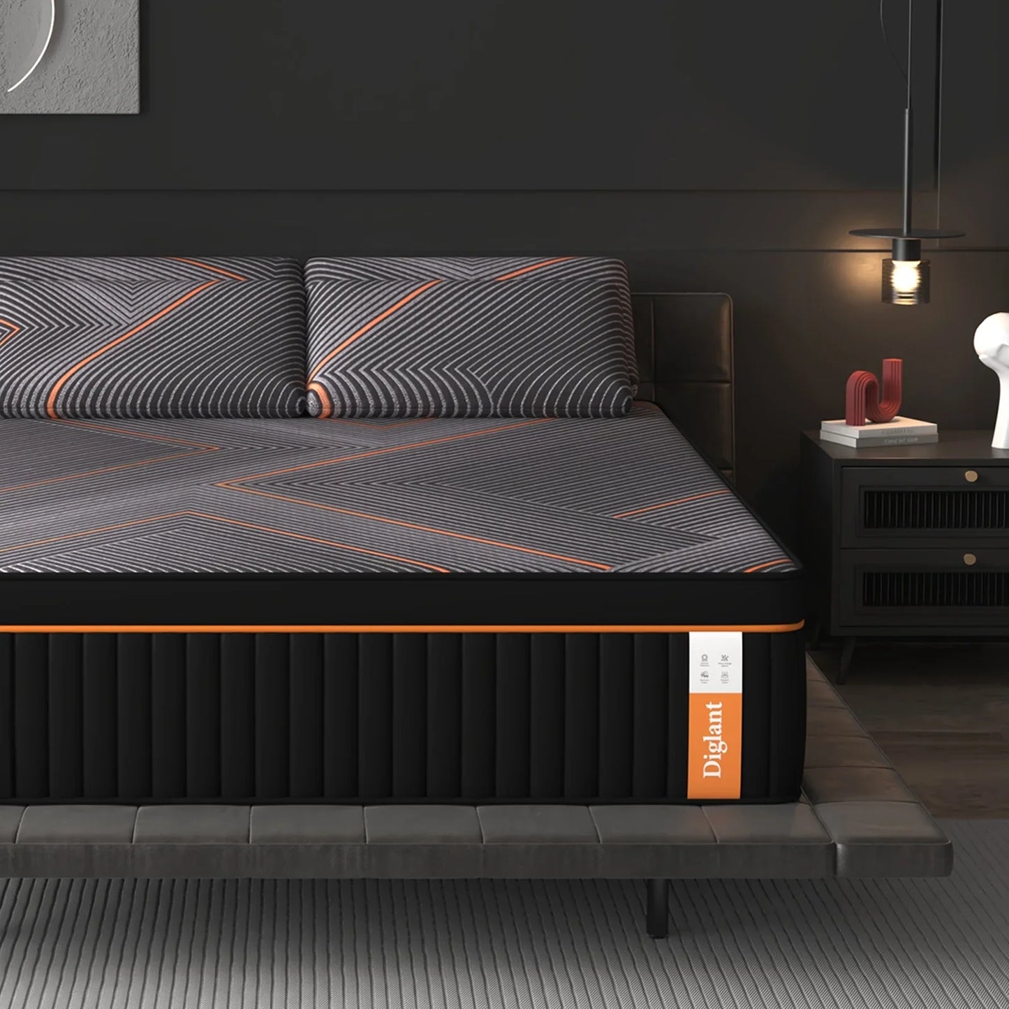 Queen Mattress, 14 Inch Plush Hybrid Mattress, Black Memory Foam with Individually Pocket Coils Mattress Queen Size in Box, Euro Top Mattress for Pressure Relief,Balanced Support