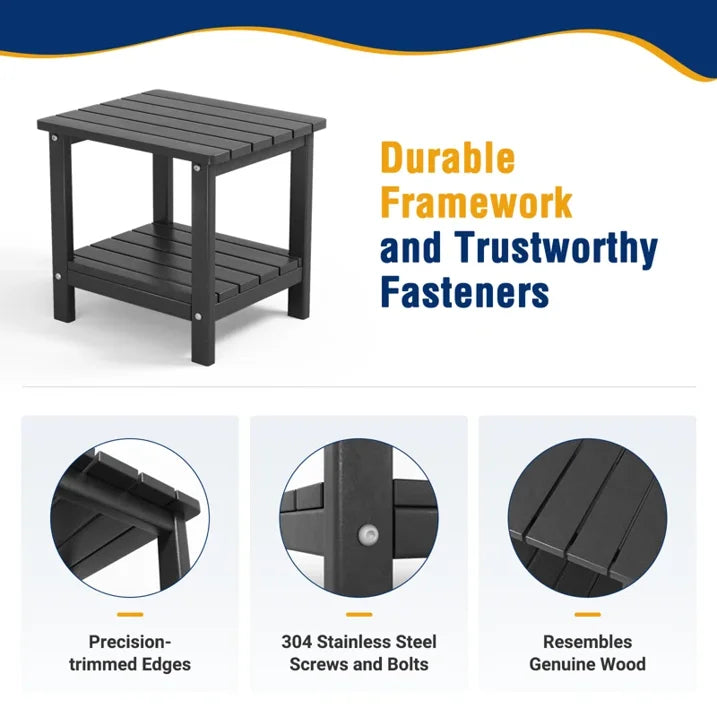 ECOPATIO 3-Piece Outdoor Rocking Chair Set of 3,All Weather Poly Lumber Adirondack Rocker Chair with High Back,Black