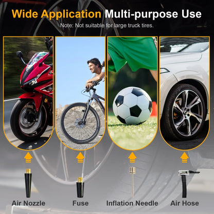 Baokaler Cordless Tire Inflator Air Compressorfor Cars Motorcycles, 20V Portable Car Air Pump with Rechargeable Battery and Charger, Yellow