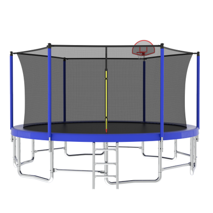 EUROCO 1500LB 16FT Trampoline for Adults and Kids, Trampoline with Enclosure ,Ladder,Heavy Duty Recreational Trampoline Capacity for 9-10 Kids