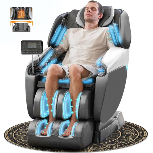 Massage Chair Full Body, 2024 4D SL-Track Zero Gravity Massage Chair Shiatsu Recliner with Mat, 9 Pre-set Auto-Programmed, Body Scan, Airbag Massage,Blackgrey