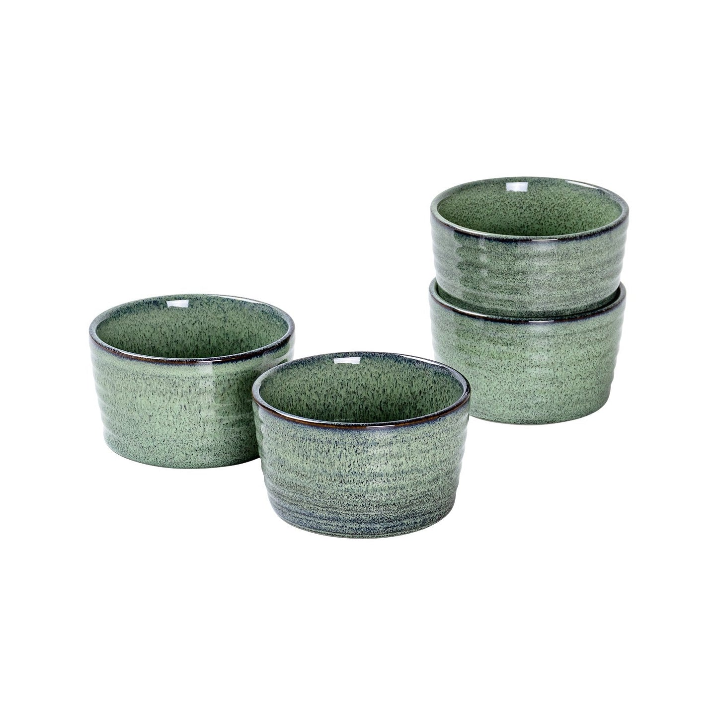 UNICASA Ramekins 8 oz Ramiken for Creme Brulee,Lava Cake,Pudding,Souffle,Small Sauce Bowl,Ceramic Baking Dishes- Set of 4 (Green)