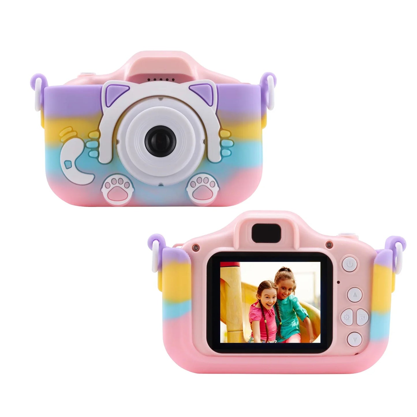 MARVUE Kids Digital Camera with Cute Silicone Cover, Boys Girls Toy Cameras for Ages 3-10 Pink