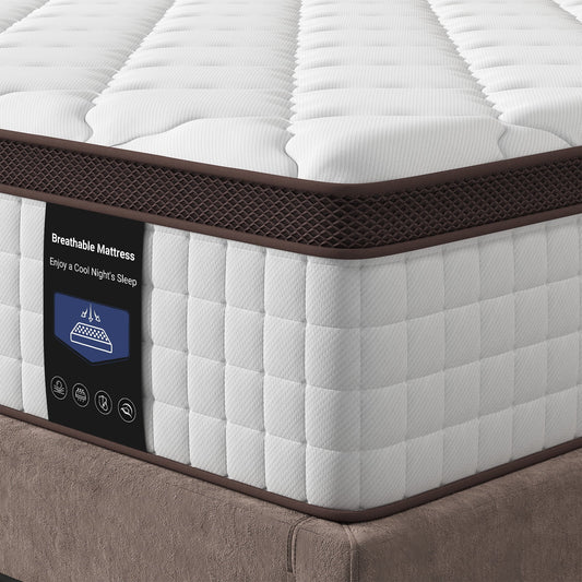 Queen Mattress, Serweet 10 Inch Hybrid Mattress Queen with Fiberglass Free, Gel Memory Foam, Breathable Bed Mattress for Cooler Sleep Supportive & Pressure Relief, Medium Firm