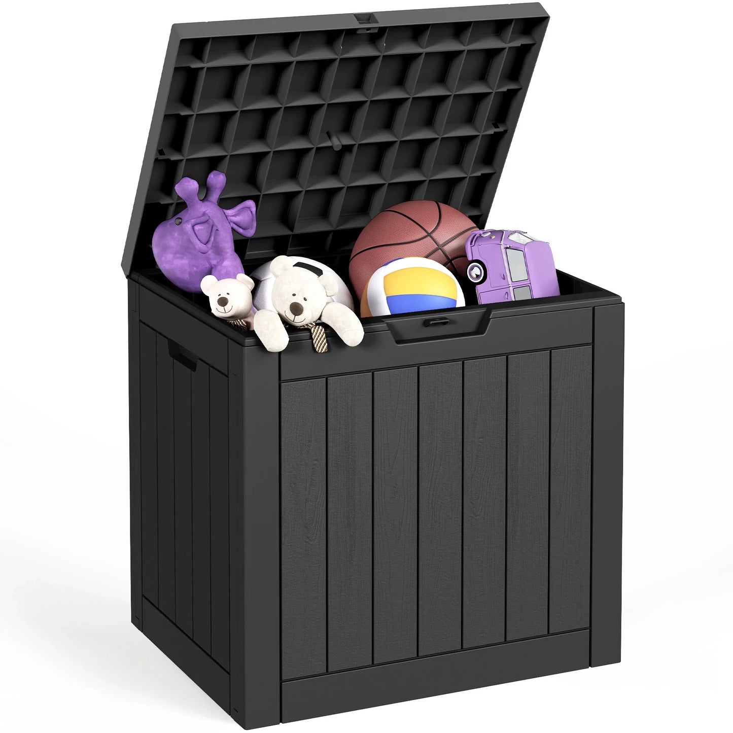 Sersper Deck Box 30 Gallon Black, Waterproof Lockable Steel Outdoor Storage Box for for Patio Furniture, Pool Toys, Garden Tools and Outdoor Cushions