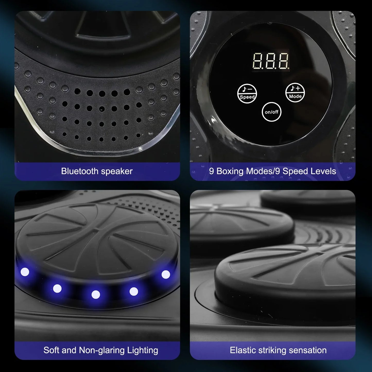 Baokaler Music Boxing Machine with Blue Boxing Gloves, 2024 Upgrade Intelligent Boxing Machine, Wall-Mounted Music Boxing Machine for Adults and Kids, Punching Pad Equipment for Home, Indoor, and Gym