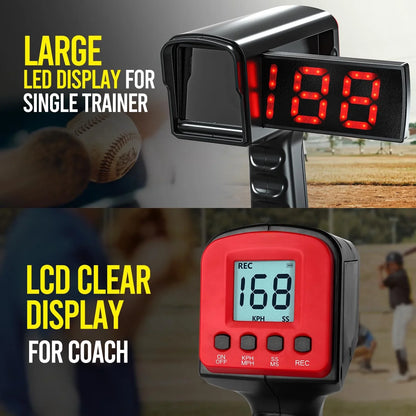 JASCOPRO Baseball Radar Gun, LED+LCD Large Display, Speed Sensors with Adjustable Tripod