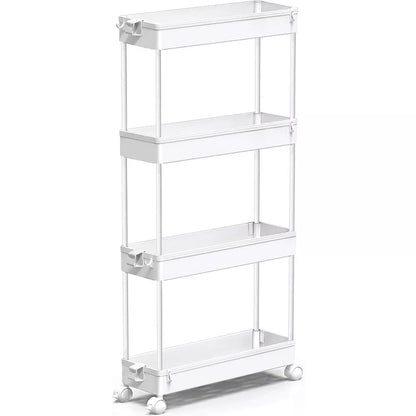 MaseiKar Slim Rolling Storage Cart 4 Tier Bathroom Organizer Mobile Shelving Unit Utility Cart Tower Rack for Kitchen Laundry Narrow Places