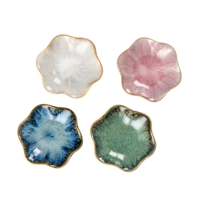 UNICASA Ceramic Lotus Jewelry Tray, Decorative Trinket Jewelry Dish Set of 4 for Rings Earrings Necklaces Bracelet Watch Keys, Birthday Mother's Day Christmas Gift for Women