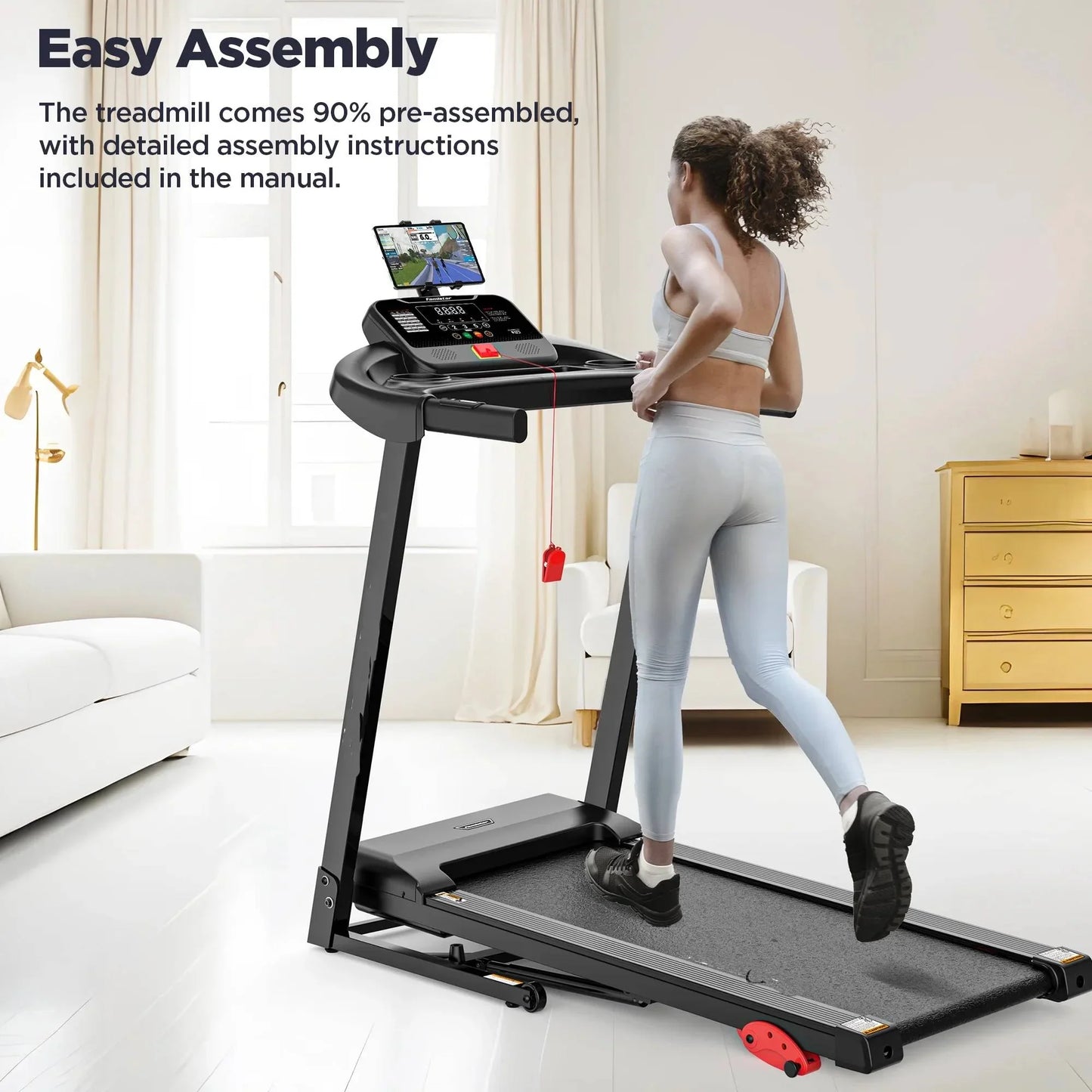 Treadmill with Auto Incline Folding Treadmill Incline Horse Power Preset for Home Use mph Range