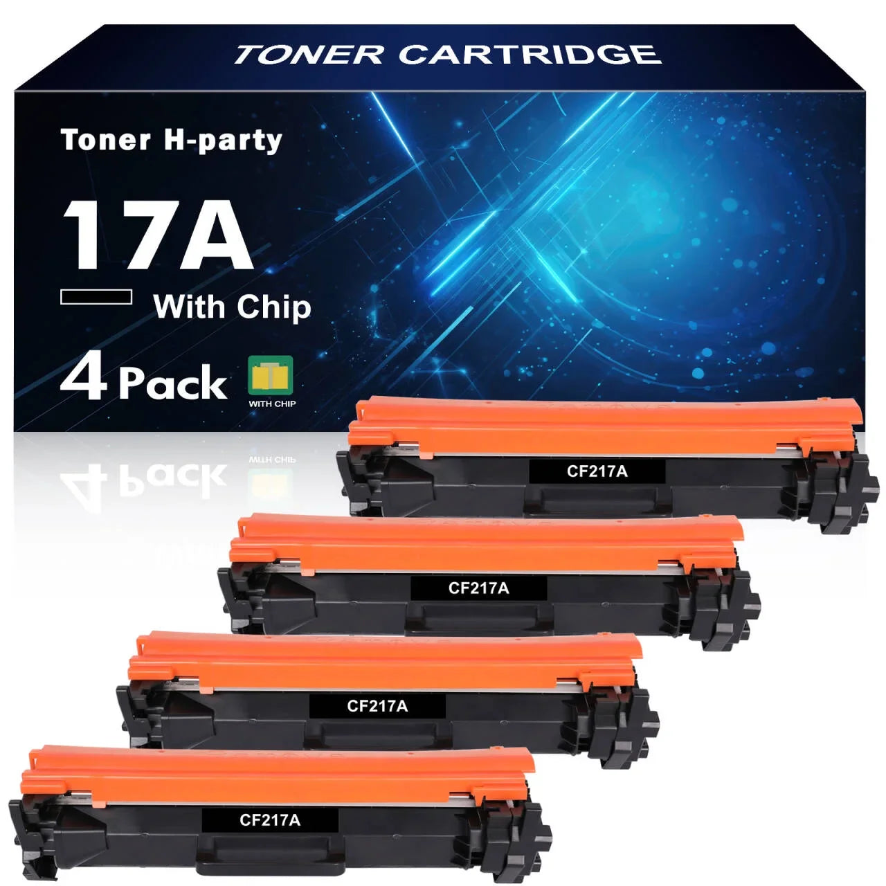 17A Toner Cartridge 4-Pack WITH CHIP Compatible for HP 17A CF217A for HP Laserjet Pro M102w M102a, MFP M130nw M130fw M130fn M130a Printer (Black)