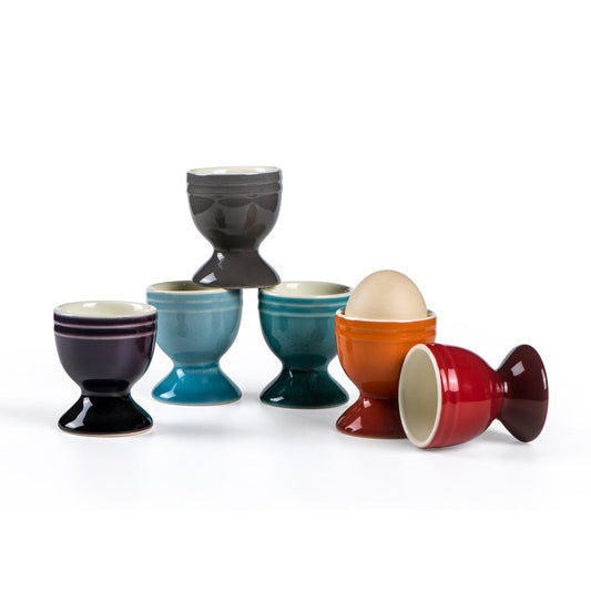 UNICASA Ceramic Egg Cups Set 6Pcs,Ceramic Colorful Egg Stand Holders for Hard Boiled Eggs Microwave & Dishwasher Safe