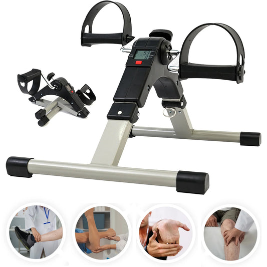 Under Desk Bike Pedal Exerciser, Fully Assembled Folding Pedal Exerciser for Arm and Leg Workout, Portable Sitting Desk Cycle with LCD Screen Displays