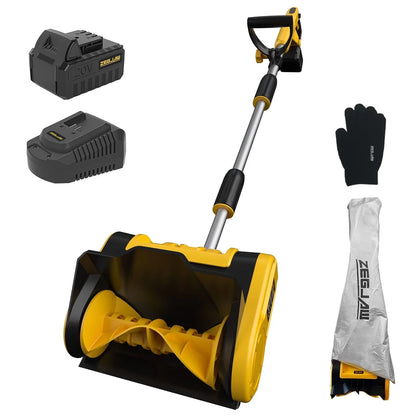 ZEGJAW Electric Snow Shovel, 20V 11-Inch Cordless Snow Shovel, Snow Blower Cordless with Adjustable Front Handle (4-Ah Battery and Quick Charger Included)