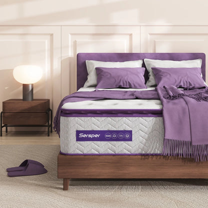 Queen Mattress, Serweet 10 inch Cooling Memory Foam and 5-Zone Pocket Innersprings Mattress for Motion Isolation/ Edge Support/Back Pain Relief, Medium Firm