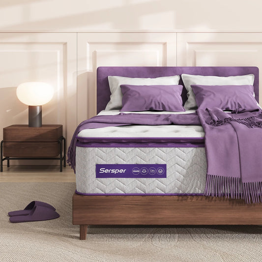 Queen Mattress, Serweet 10 inch Cooling Memory Foam and 5-Zone Pocket Innersprings Mattress for Motion Isolation/ Edge Support/Back Pain Relief, Medium Firm