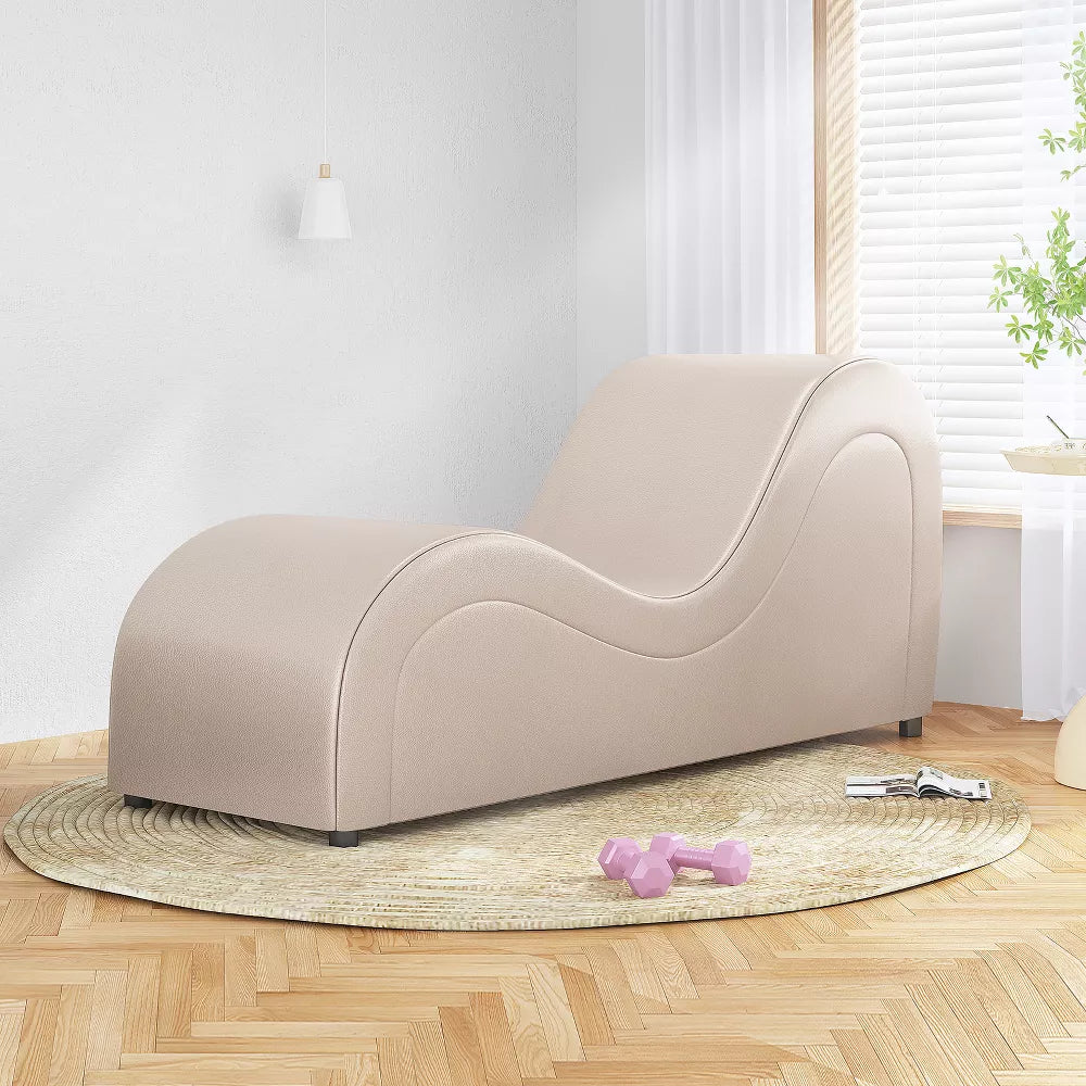Mjkone Yoga Chair, Faux Leather Yoga Chaise with Padded Sponge