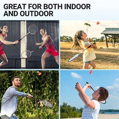 JASCOPRO Badminton Racket Set for 4 Players, 4 Racquets, 3 Shuttlecocks with Carry Bag