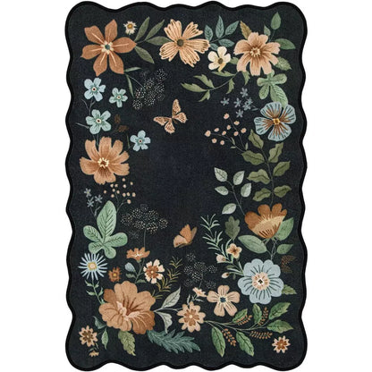 Lahome Machine Washable Floral Plant Floor Mat-Natural Bio-Printed Soft Rug for Living Room, Bedroom, or Entryway