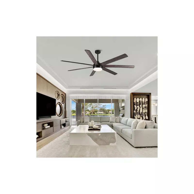 BestParts 72 Farmhouse Ceiling Fan  Black & Brown Plywood Blades, Energy Saving DC Motor, Memory Function