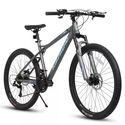 BestParts 26 Inch Mountain Bike, Adult Off-Road Bicycle, 21-Speed Trail Bike with Disc Brakes, for Men & Teens, Carbon Steel Frame, Black & Grey