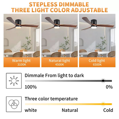 BestParts 42 Wood Ceiling Fan with LED Light - Smart Control, 3 Speed, Energy Efficient