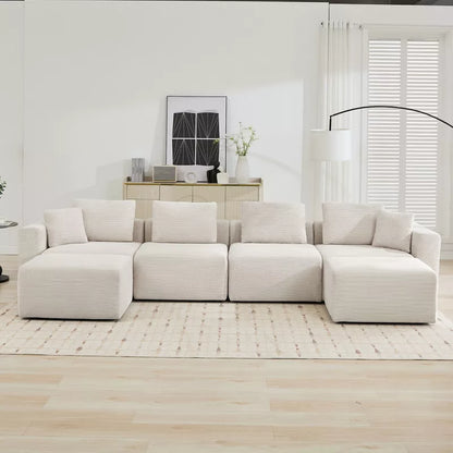 Hyleory Sectional Compression Sofa, Indoor Furniture Convertible Modular Compression Sectional Sofa Set