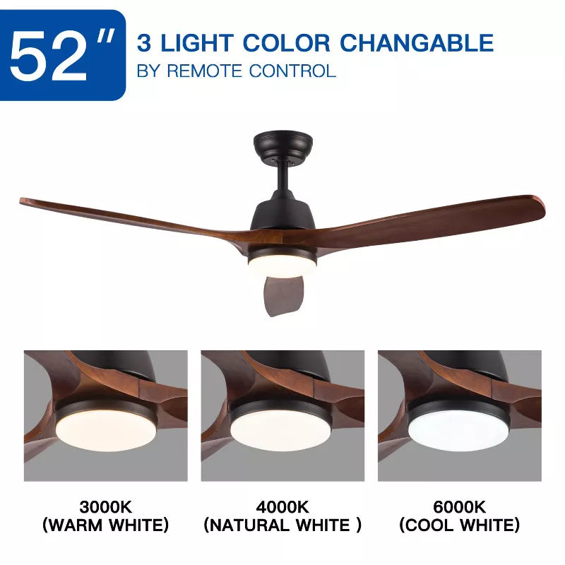 BestParts 52 Lighted Ceiling Fan with Remote  Reversible Motor for Sloped Ceilings