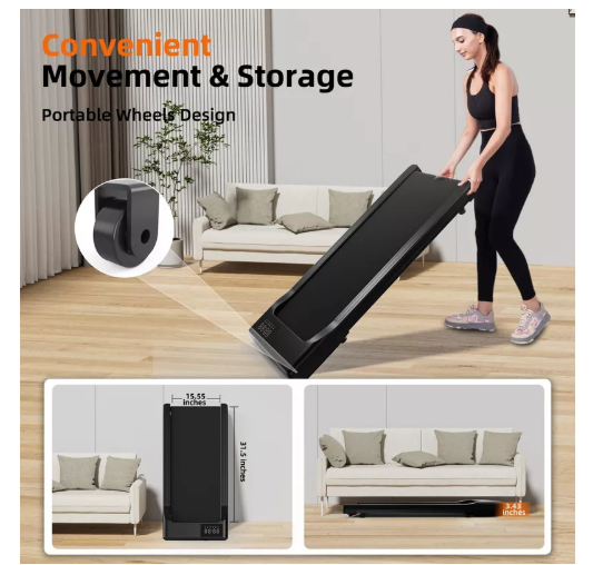 Smart Walking Pad With APP 16.14*35.43 inches Belt Treadmills for Home Small Portable 2 in 1 Under Desk Treadmill