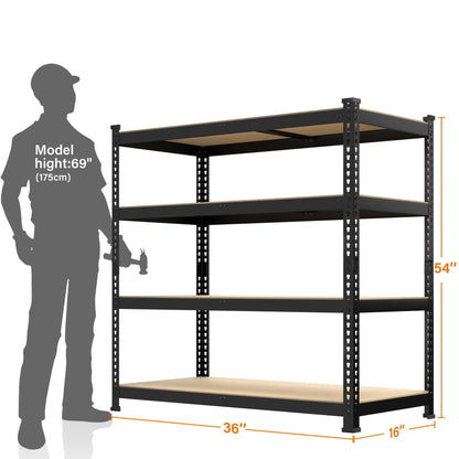 TrumanPick Garage Storage Shelves 4 Tire 36"W¡Á16"D¡Á54"H-Metal Heavy Duty Storage Racks and Shelving Unit, Black
