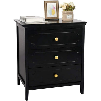 3 Drawer Nightstand Black Side Table Bedroom End Table for Living Room Bedroom with Storage 1 Set Bedroom Furniture