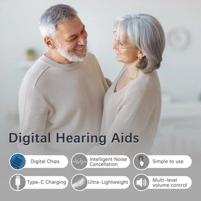 Delmicure VHP-1611 Digital Hearing Aid for Seniors with 16 Channels & 4 Modes, Rechargeable Hearing Amplifier with Portable Charging Case, Single(Black)