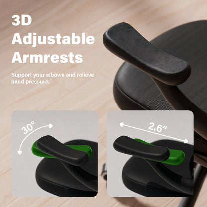 HomeZeer Comfy Mesh Office Chair, Middle Back Ergomomic Office Chair with 3D Armrests, Computer Desk Chair with Adjustable Lumbar Support, Wide Seat Swivel Home Office Chair 300lbs, Black