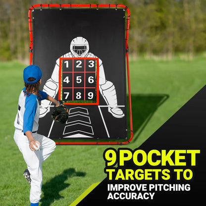 JASCOPRO Pitch Back Baseball/Softball Rebounder, 6x4Ft Baseball Rebounder Net, Adjustable Angles