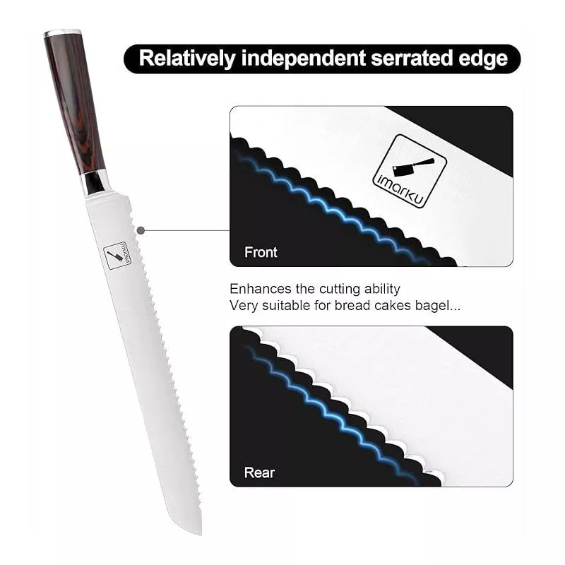imarku Bread Knife, German High Carbon Stainless Steel Bread Slicing Knife, 10-Inch Serrated Edge Cake Knife, Bread Cutter for Homemade Crusty Bread