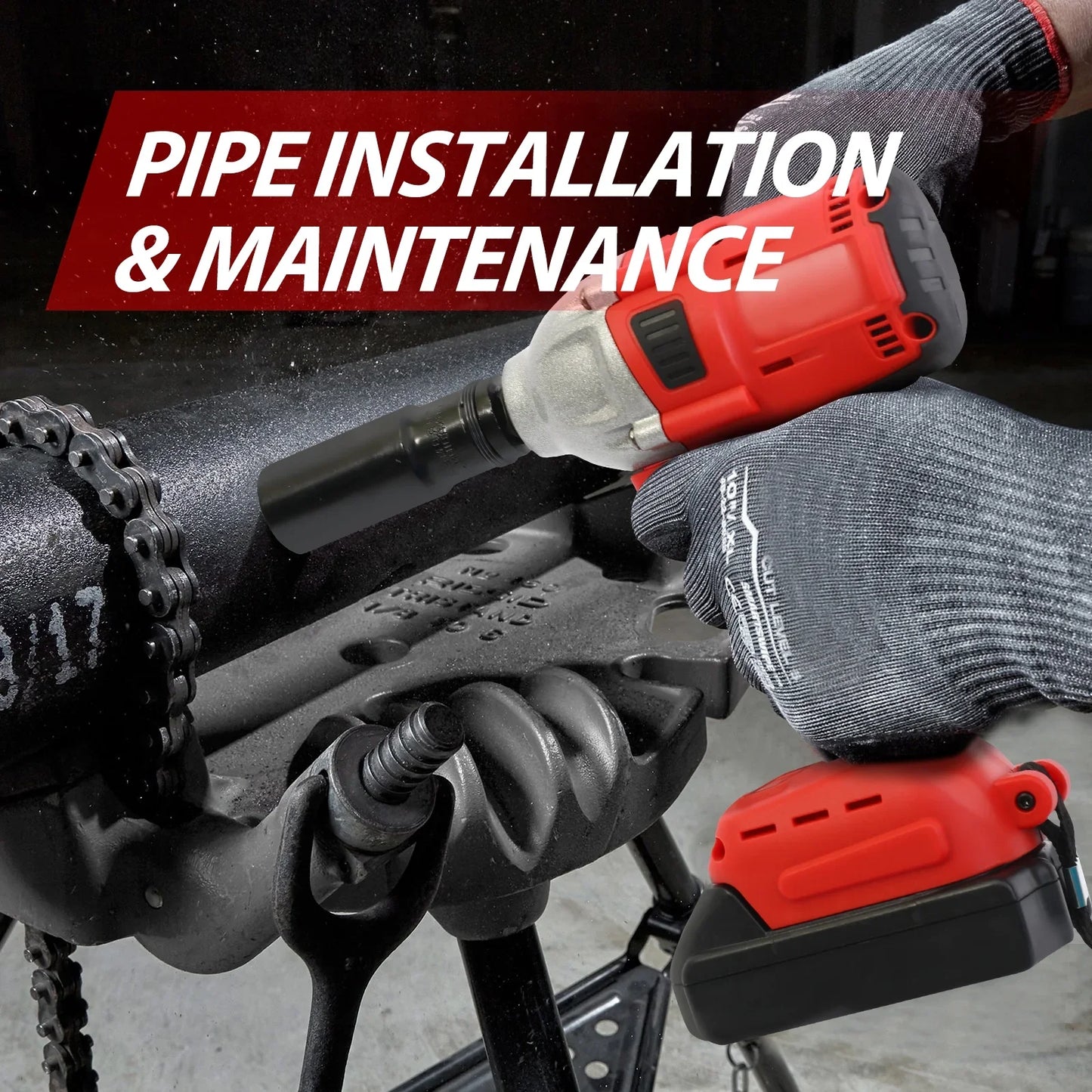 Baokaler Cordless Impact Wrench, Max Torque 740 Ft-lbs Impact Gun 1/2 inch, High Efficiency Brushless Motor with Fast Charger and Battery